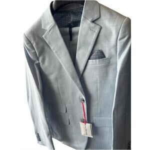 NEW CLOUD CLOTH boys' chambray textured suit in mist